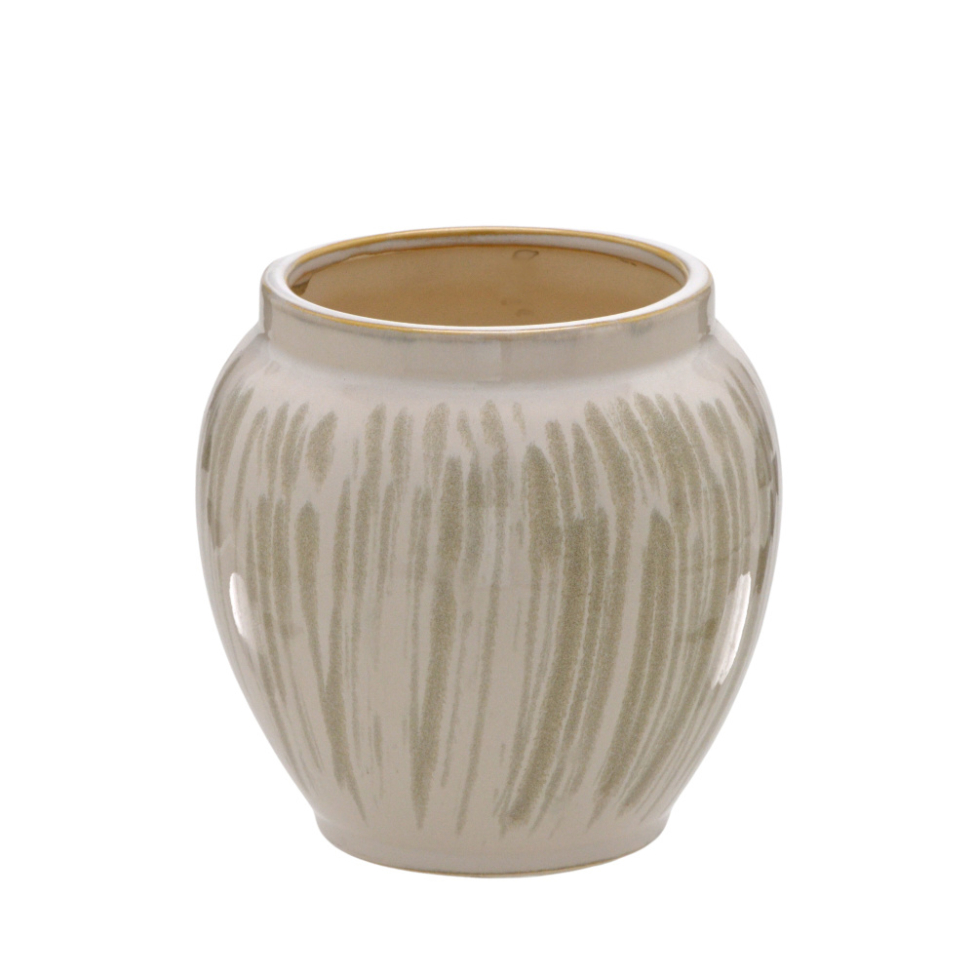 Vaso Decorativo Espressione Lines Cinza e Creme
