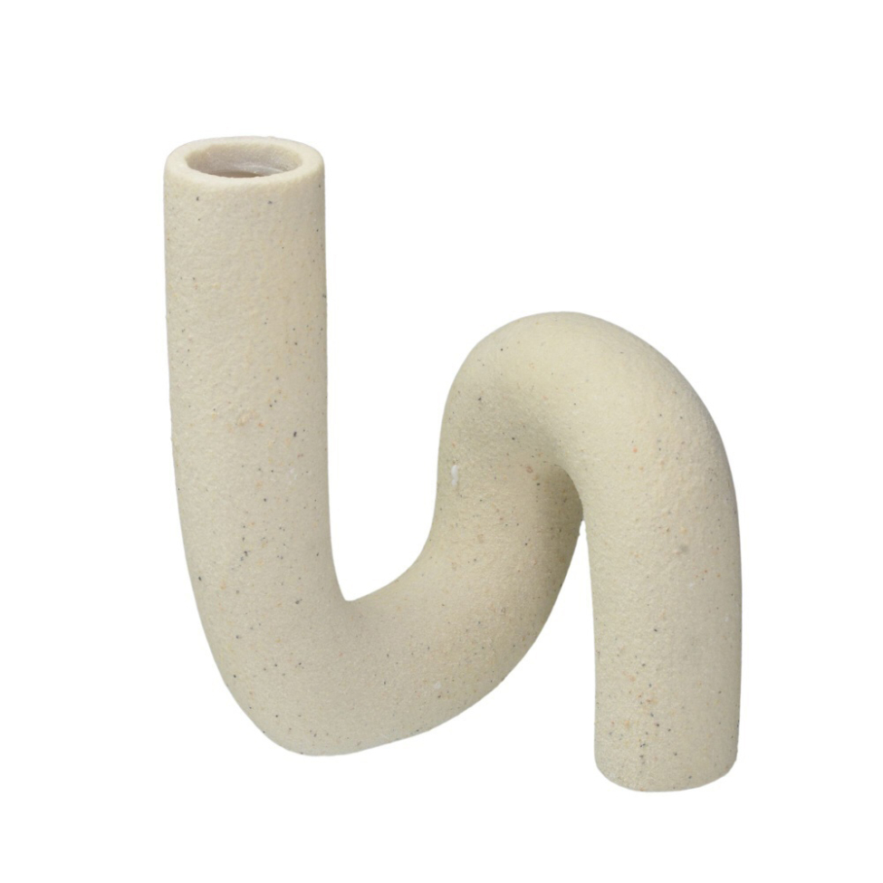 Vaso Decorativo Espressione Pipe Bege 24 cm
