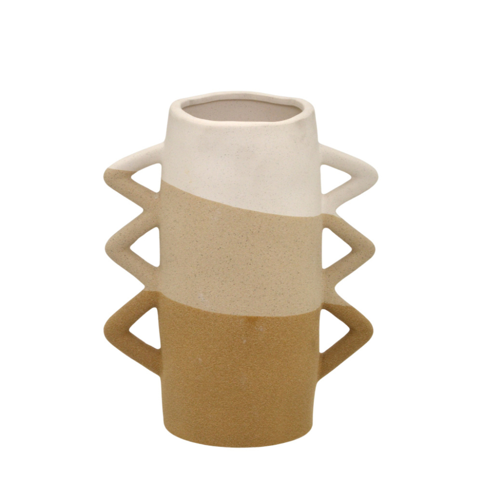 Vaso Decorativo Espressione Triple Bege e Marrom