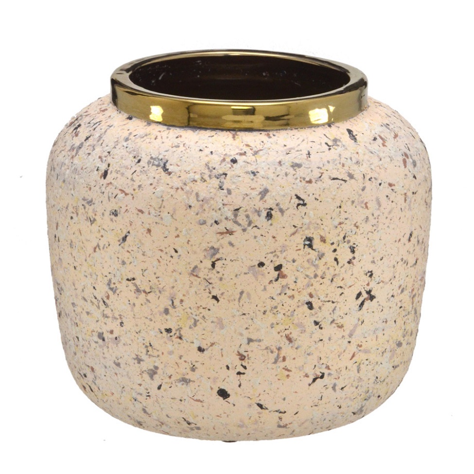 Vaso Decorativo Lite I Cinza e Dourado