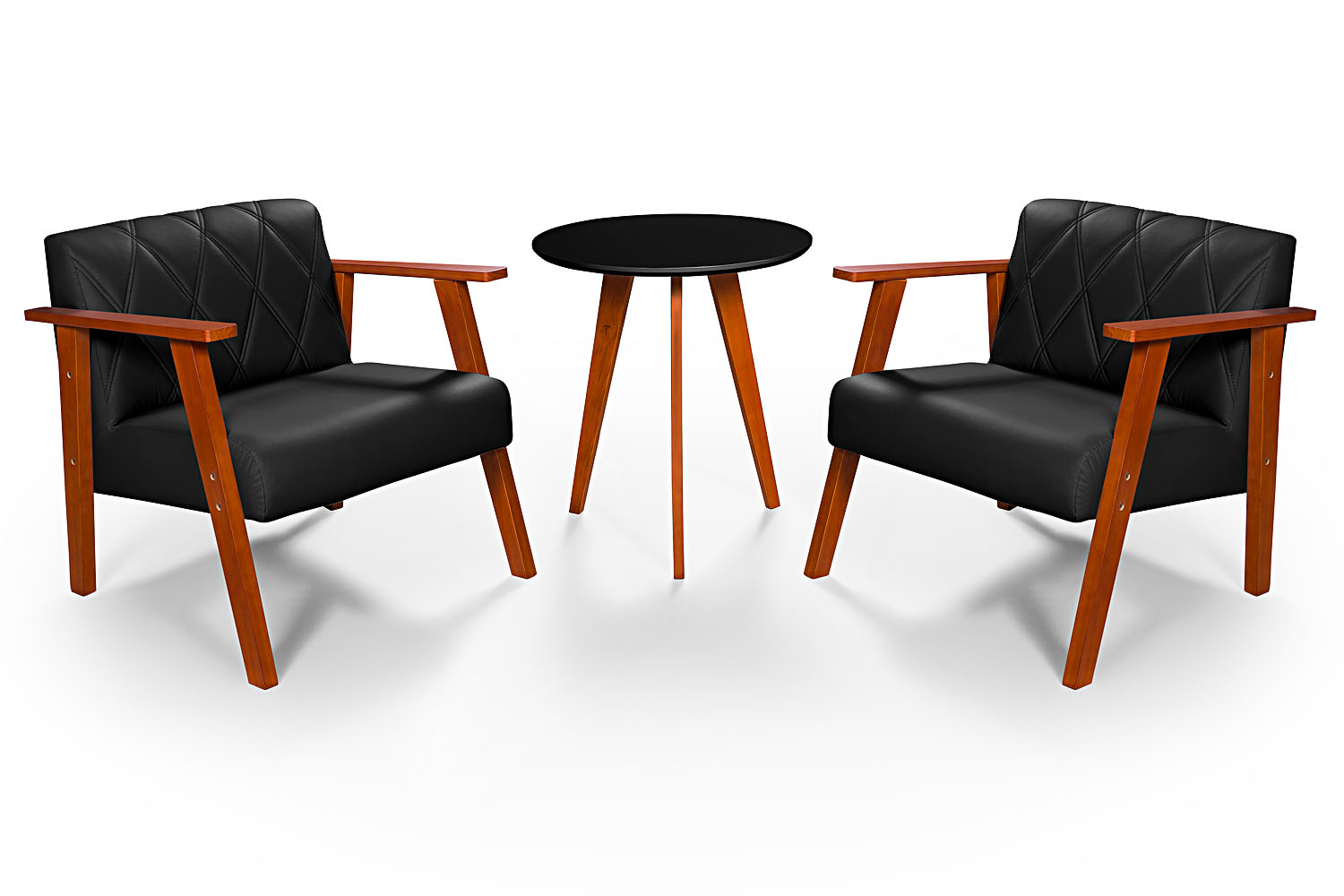 Conjunto Duas Poltrona Madri em Courino Mais Mesinha Lateral