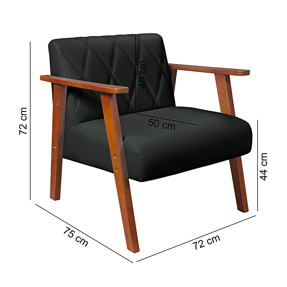 Conjunto Duas Poltrona Madri em Courino Mais Mesinha Lateral