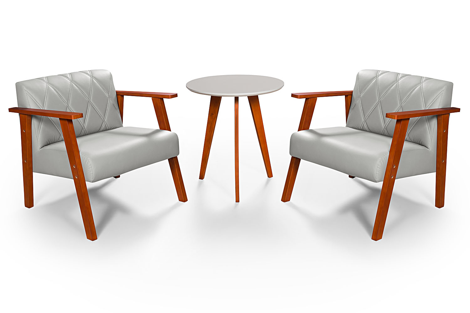 Conjunto Duas Poltrona Madri em Courino Mais Mesinha Lateral