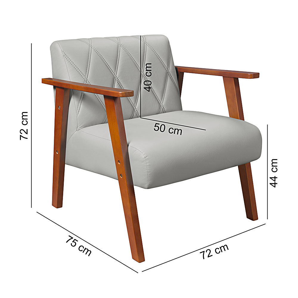 Conjunto Duas Poltrona Madri em Courino Mais Mesinha Lateral
