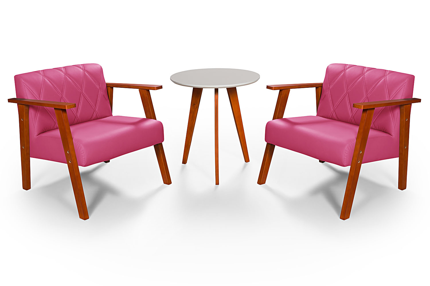 Conjunto Duas Poltrona Madri em Courino Mais Mesinha Lateral
