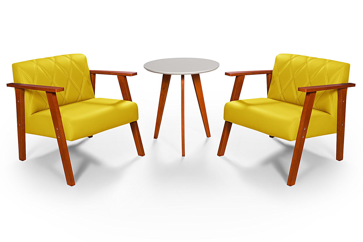 Conjunto Duas Poltrona Madri em Courino Mais Mesinha Lateral
