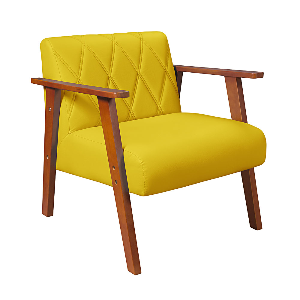Conjunto Duas Poltrona Madri em Courino Mais Mesinha Lateral
