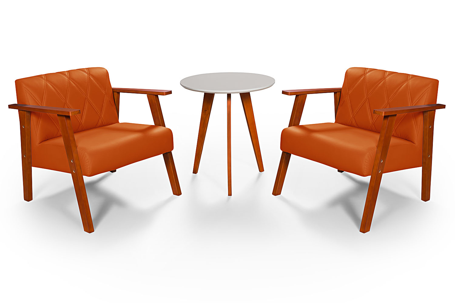 Conjunto Duas Poltrona Madri em Courino Mais Mesinha Lateral