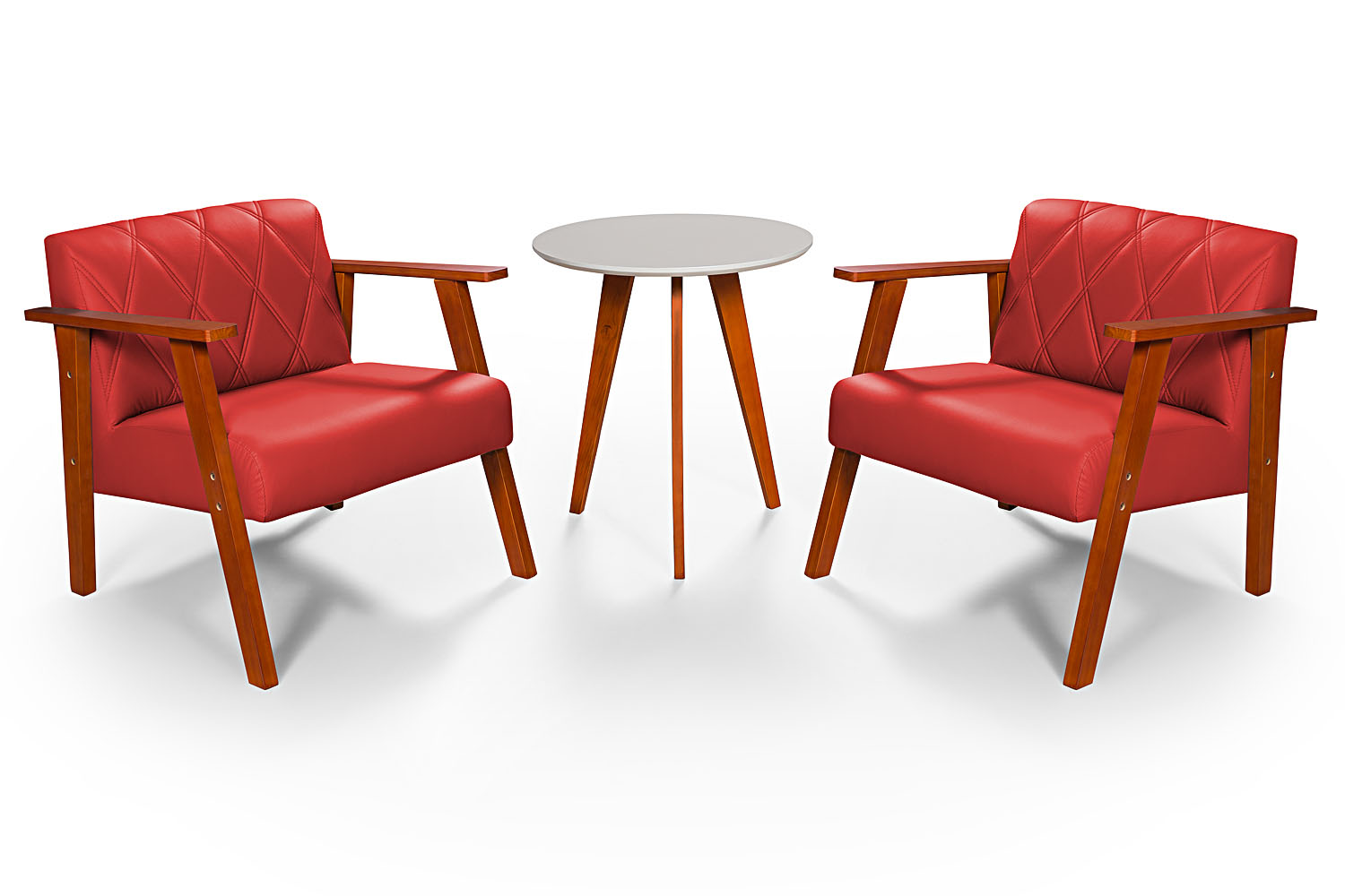 Conjunto Duas Poltrona Madri em Courino Mais Mesinha Lateral