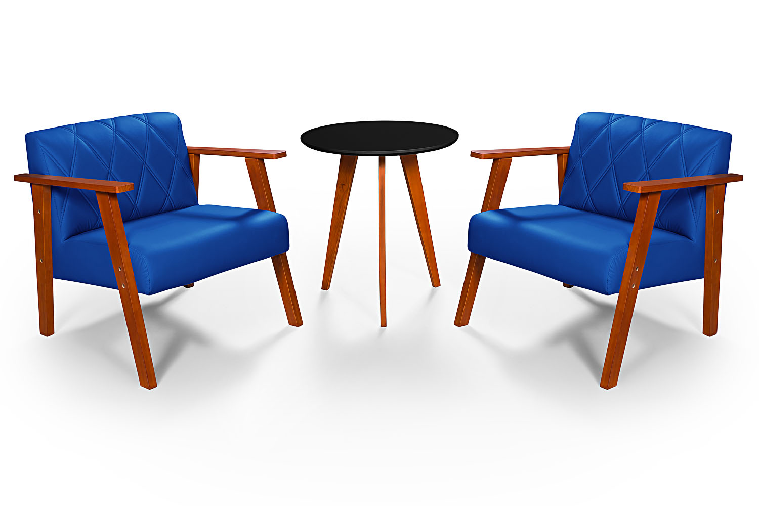 Conjunto Duas Poltrona Madri em Courino Mais Mesinha Lateral