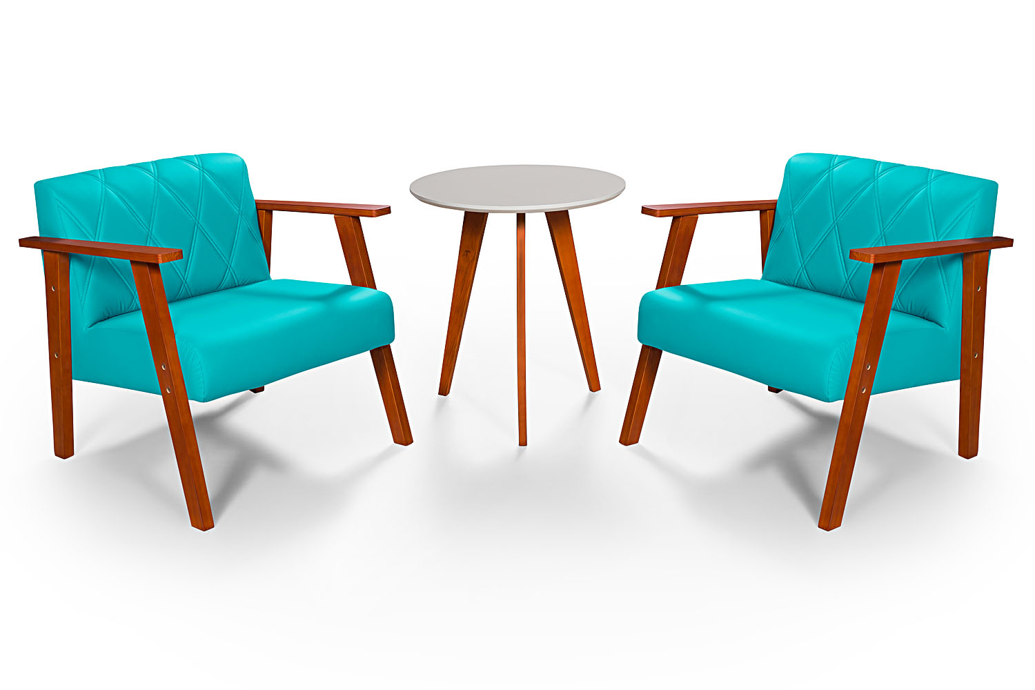 Conjunto Duas Poltrona Madri em Courino Mais Mesinha Lateral