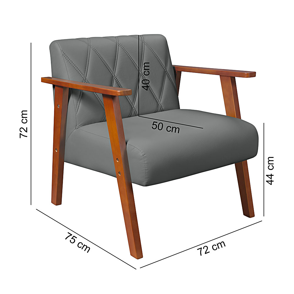 Conjunto Duas Poltrona Madri em Courino Mais Mesinha Lateral
