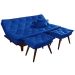 Kit Sofa Cama Caribe + 2 banquetas Rubi Courino Azul Marinho Couro Sintetico Essencial Estofados