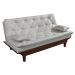 Kit Sofa Cama Caribe + 2 banquetas Rubi Courino Gelo Couro Sintetico Essencial Estofados