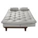 Kit Sofa Cama Caribe + 2 banquetas Rubi Courino Gelo Couro Sintetico Essencial Estofados