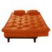 Kit Sofa Cama Caribe + 2 banquetas Rubi Courino Laranja Couro Sintetico Essencial Estofados