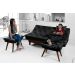 Kit Sofa Cama Caribe + 2 banquetas Rubi Courino Preto Couro Sintetico Essencial Estofados