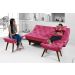 Kit Sofa Cama Caribe + 2 banquetas Rubi Courino Rosa Couro Sintetico Essencial Estofados