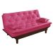Kit Sofa Cama Caribe + 2 banquetas Rubi Courino Rosa Couro Sintetico Essencial Estofados