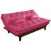 Kit Sofa Cama Caribe + 2 banquetas Rubi Courino Rosa Couro Sintetico Essencial Estofados