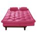 Kit Sofa Cama Caribe + 2 banquetas Rubi Courino Rosa Couro Sintetico Essencial Estofados