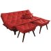 Kit Sofa Cama Caribe + 2 banquetas Rubi Courino Vermelho Couro Sintetico Essencial Estofados