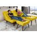 Kit Sofa Cama Caribe + 2 banquetas Rubi Suede Amarelo Essencial Estofados