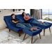 Kit Sofa Cama Caribe + 2 banquetas Rubi Suede Azul Marinho Essencial Estofados