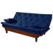 Kit Sofa Cama Caribe + 2 banquetas Rubi Suede Azul Marinho Essencial Estofados