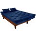 Kit Sofa Cama Caribe + 2 banquetas Rubi Suede Azul Marinho Essencial Estofados