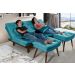 Kit Sofa Cama Caribe + 2 banquetas Rubi Suede Azul Turquesa Essencial Estofados