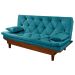 Kit Sofa Cama Caribe + 2 banquetas Rubi Suede Azul Turquesa Essencial Estofados