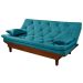 Kit Sofa Cama Caribe + 2 banquetas Rubi Suede Azul Turquesa Essencial Estofados