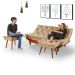 Kit Sofa Cama Caribe + 2 banquetas Rubi Suede Chocolate Essencial Estofados