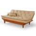 Kit Sofa Cama Caribe + 2 banquetas Rubi Suede Chocolate Essencial Estofados