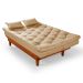 Kit Sofa Cama Caribe + 2 banquetas Rubi Suede Chocolate Essencial Estofados