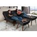 Kit Sofa Cama Caribe + 2 banquetas Rubi Suede Preto Essencial Estofados