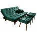 Kit Sofa Cama Caribe + 2 banquetas Rubi Suede Verde Essencial Estofados