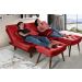 Kit Sofa Cama Caribe + 2 banquetas Rubi Suede Vermelho Essencial Estofados