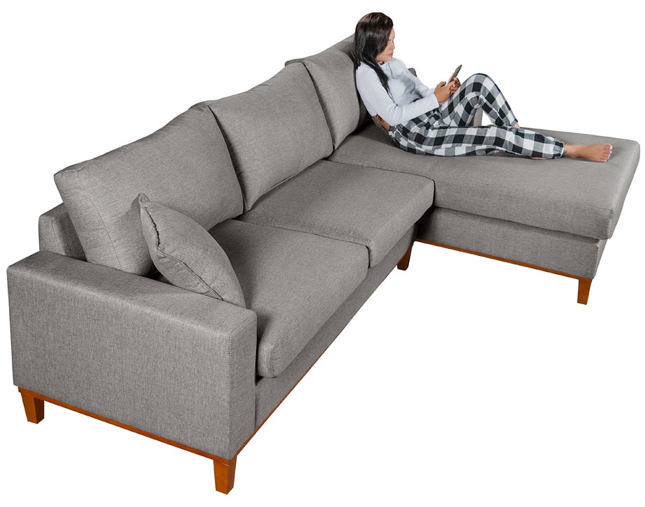 Sofá California 4 Lugares Living Chaise Linho Lado Esquerdo