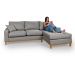 Sofá Living Amsterdã Com Chaise 3 Lugares Revestido Linho Base em Madeira