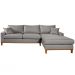 Sofá Living Amsterdã Com Chaise 3 Lugares Revestido Linho Base em Madeira