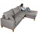 Sofá Living Amsterdã Com Chaise 3 Lugares Revestido Linho Base em Madeira