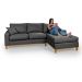 Sofá Living Amsterdã Com Chaise 3 Lugares Revestido Linho Base em Madeira