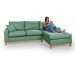 Sofá Living Amsterdã Com Chaise 3 Lugares Revestido Linho Base em Madeira