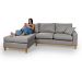 Sofá Living Amsterdã Com Chaise 3 Lugares Revestido Linho Base em Madeira