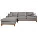 Sofá Living Amsterdã Com Chaise 3 Lugares Revestido Linho Base em Madeira