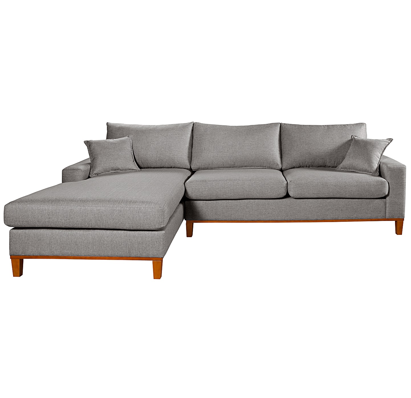 Sofá Living Amsterdã Com Chaise 3 Lugares Revestido Linho Base em Madeira
