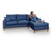Sofá Living Amsterdã Com Chaise 3 Lugares Revestido Linho Base em Madeira