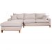 Sofá Living Amsterdã Com Chaise 3 Lugares Revestido Linho Base em Madeira